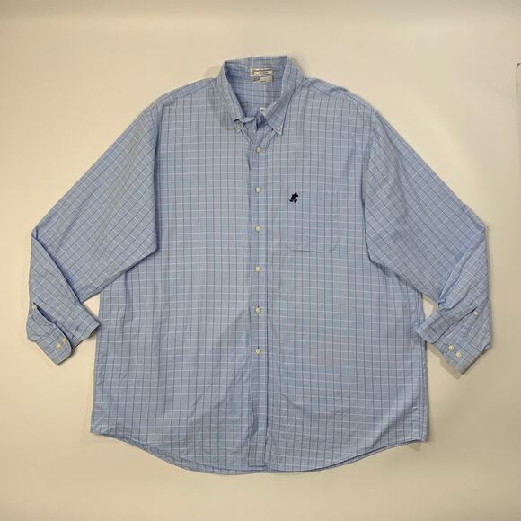 Vintage Disney World Shirt Mens XL Blue Cotton Button Down Dress Mickey Logo - Picture 2 of 11